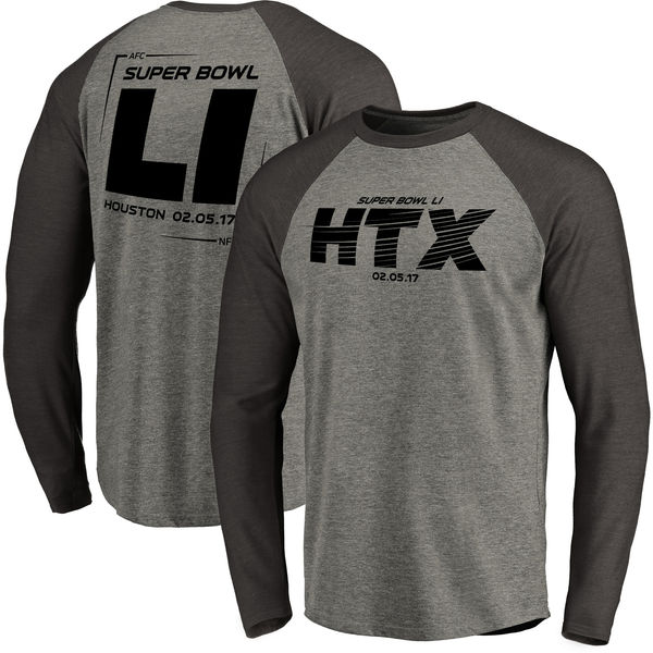 Super Bowl LI Pro Line by Fanatics Branded Tone Raglan Long Sleeve T-Shirt - Heathered Gray
